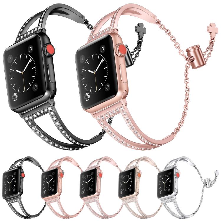 V-Shaped Diamond Zinc Alloy Watch Band, For Apple Watch 46mm / 49mm / 45mm / 44mm, For Apple Watch 42mm / 41mm / 40mm / 38mm