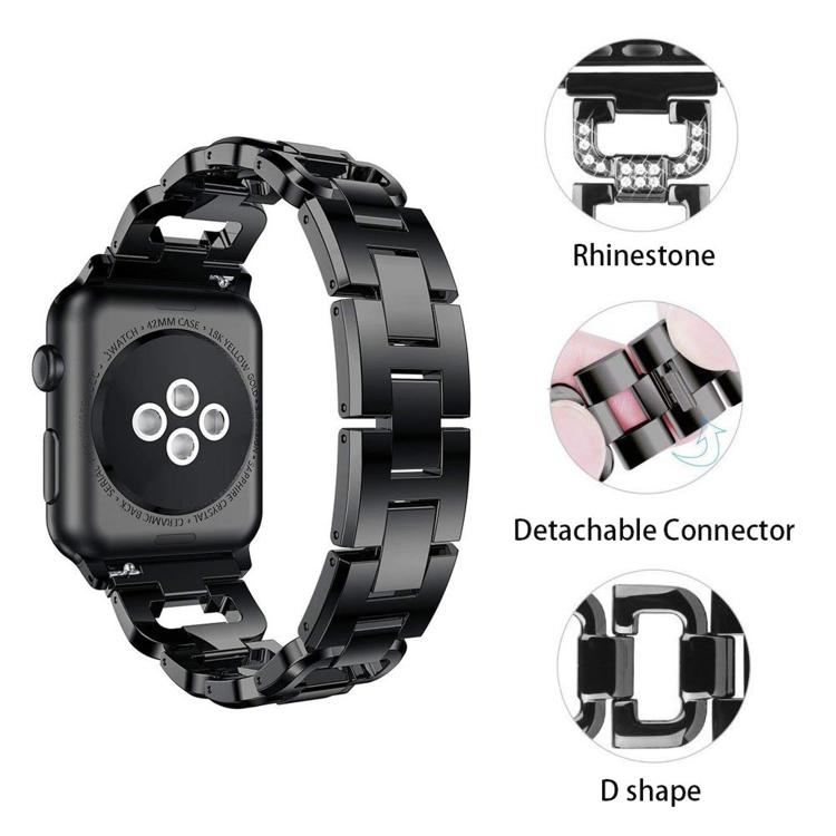 Square Diamond Zinc Alloy Watch Band, For Apple Watch 46mm / 49mm / 45mm / 44mm, For Apple Watch 42mm / 41mm / 40mm / 38mm