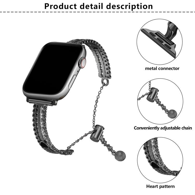 Armband „Liebe“ aus weißer Zinklegierung, passend für Apple Watch 46 mm / 49 mm / 45 mm / 44 mm und 42 mm / 41 mm / 40 mm / 38 mm