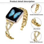 Crossed Diamond Zinc Alloy Watch Band, For Apple Watch 46mm / 49mm / 45mm / 44mm, For Apple Watch 42mm / 41mm / 40mm / 38mm