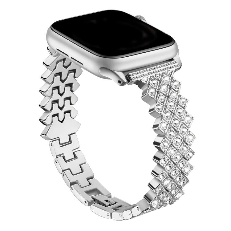 Rhombic Diamond Zinc Alloy Watch Band, For Apple Watch 46mm / 49mm / 45mm / 44mm, For Apple Watch 42mm / 41mm / 40mm / 38mm