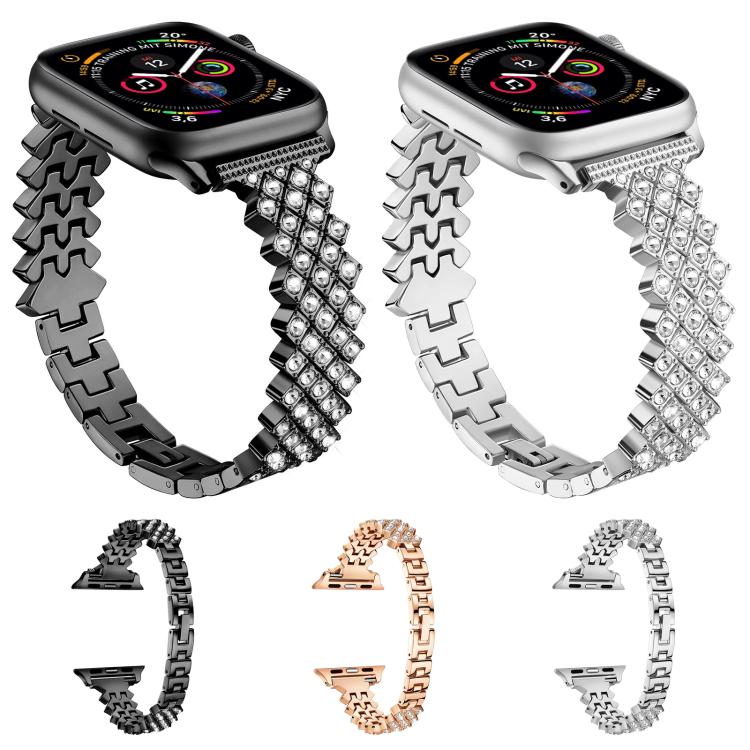 Rhombic Diamond Zinc Alloy Watch Band, For Apple Watch 46mm / 49mm / 45mm / 44mm, For Apple Watch 42mm / 41mm / 40mm / 38mm