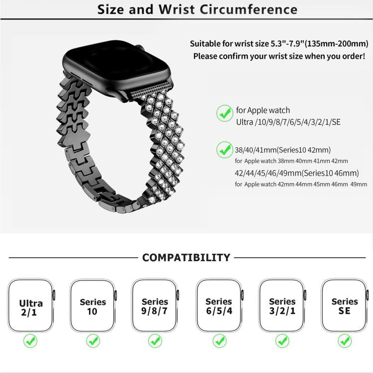 Rhombic Diamond Zinc Alloy Watch Band, For Apple Watch 46mm / 49mm / 45mm / 44mm, For Apple Watch 42mm / 41mm / 40mm / 38mm