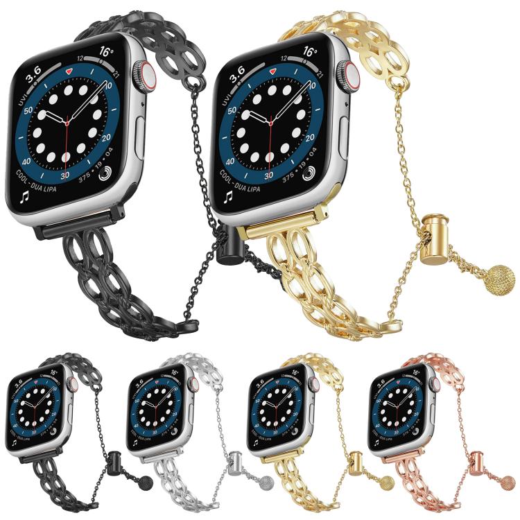 Double Ring Chain Zinc Alloy Watch Band, For Apple Watch 46mm / 49mm / 45mm / 44mm, For Apple Watch 42mm / 41mm / 40mm / 38mm