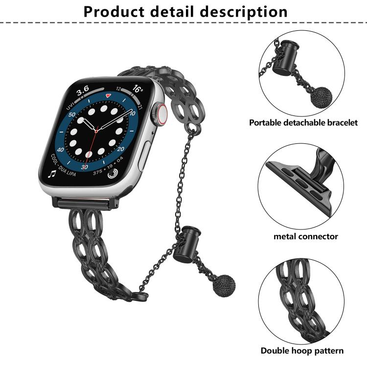 Double Ring Chain Zinc Alloy Watch Band, For Apple Watch 46mm / 49mm / 45mm / 44mm, For Apple Watch 42mm / 41mm / 40mm / 38mm