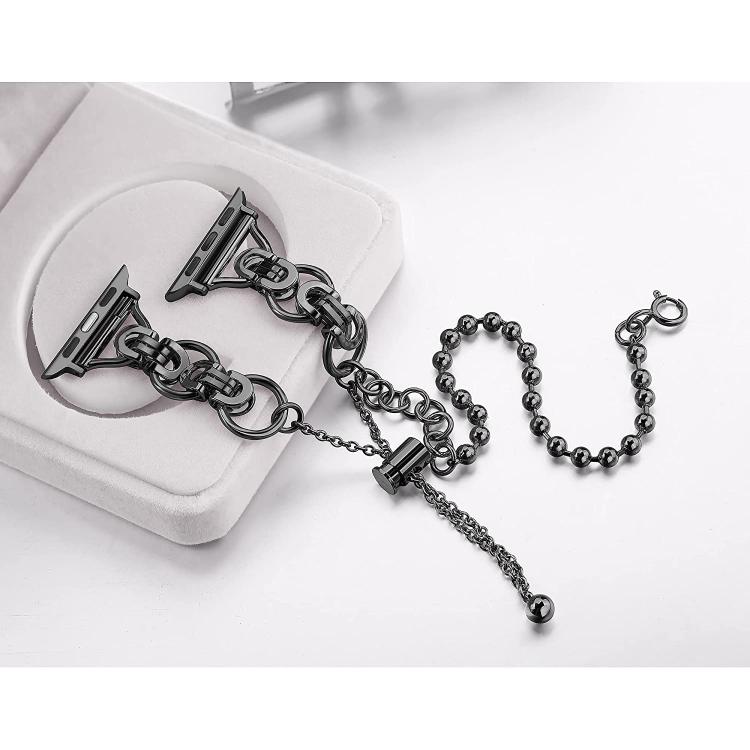 Doppelt gekröntes Perlenarmband aus Zinklegierung, passend für Apple Watch 46 mm / 49 mm / 45 mm / 44 mm und 42 mm / 41 mm / 40 mm / 38 mm