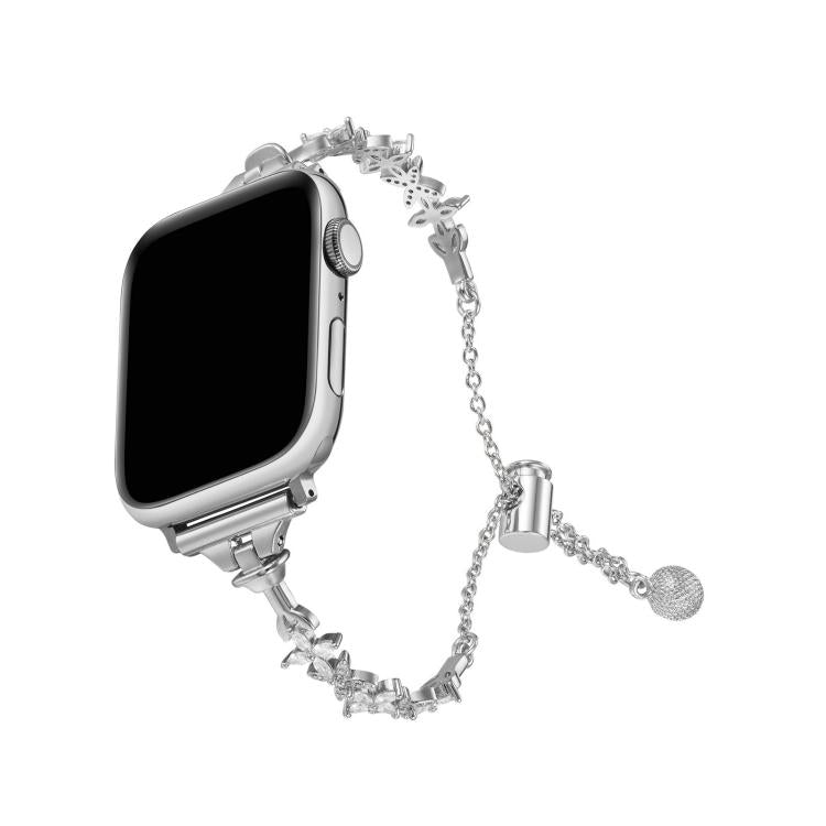 Four Leaf Clover Diamond Zinc Alloy Watch Band, For Apple Watch 46mm / 49mm / 45mm / 44mm, For Apple Watch 42mm / 41mm / 40mm / 38mm