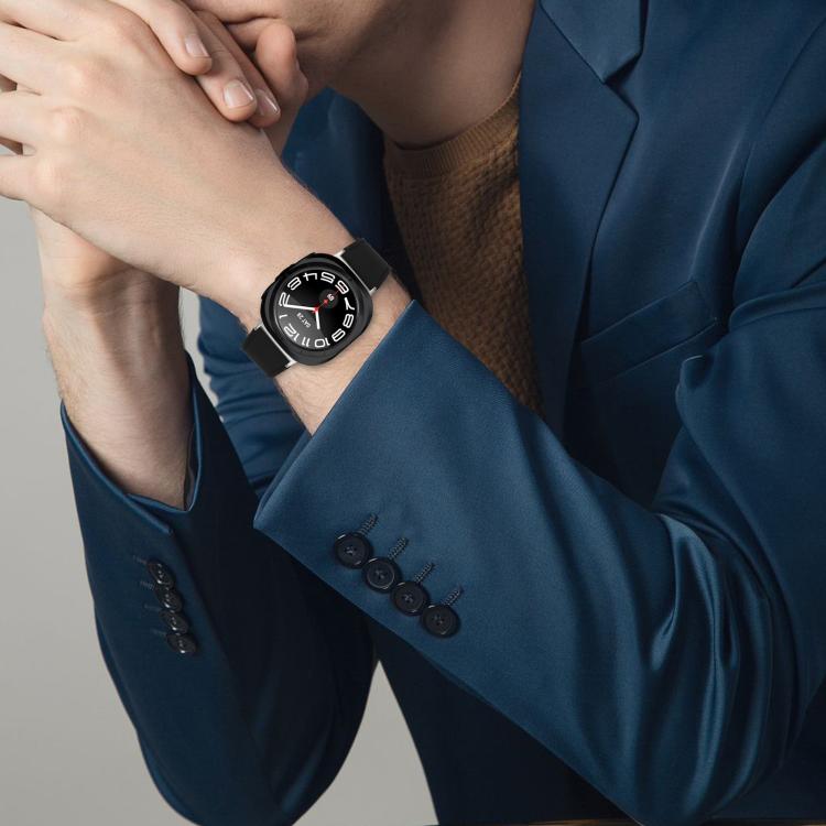 Silver Buckle Nappa Genuine Leather Watch Band, For Samsung Galaxy Watch Ultra 47mm / Ultra 2025