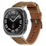 Silver Buckle Nappa Genuine Leather Watch Band, For Samsung Galaxy Watch Ultra 47mm / Ultra 2025
