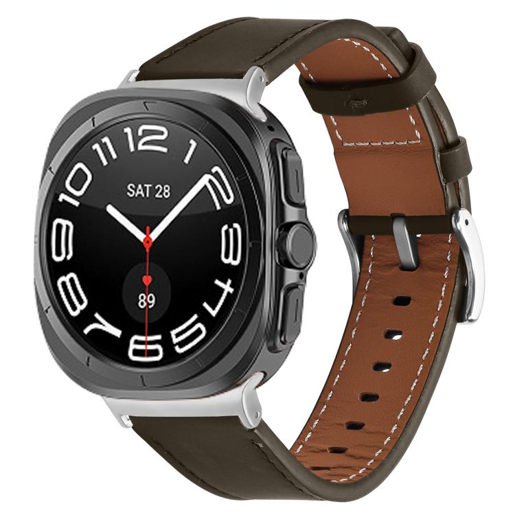 Silver Buckle Nappa Genuine Leather Watch Band, For Samsung Galaxy Watch Ultra 47mm / Ultra 2025