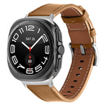 Silver Buckle Nappa Genuine Leather Watch Band, For Samsung Galaxy Watch Ultra 47mm / Ultra 2025