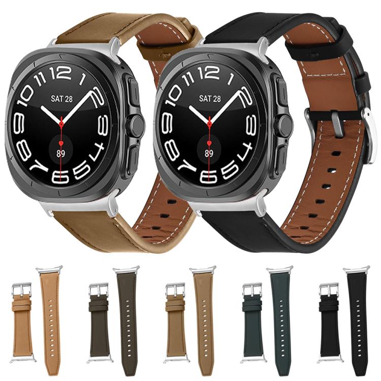 Silver Buckle Nappa Genuine Leather Watch Band, For Samsung Galaxy Watch Ultra 47mm / Ultra 2025