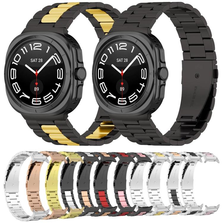 Three Beads Stainless Steel Watch Band with Removal Tool, For Samsung Galaxy Watch Ultra 47mm / Ultra 2025, For Samsung Galaxy Watch8 / Watch8 Classic