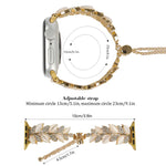 Leaf Shaped Diamond Studded Bracelet Alloy Watch Band, For Apple Watch 46mm / 49mm / 45mm / 44mm, For Apple Watch 42mm / 41mm / 40mm / 38mm