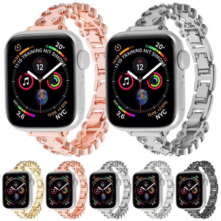 Lace Edged Diamond Alloy Metal Watch Band, For Apple Watch 46mm / 49mm / 45mm / 44mm, For Apple Watch 42mm / 41mm / 40mm / 38mm