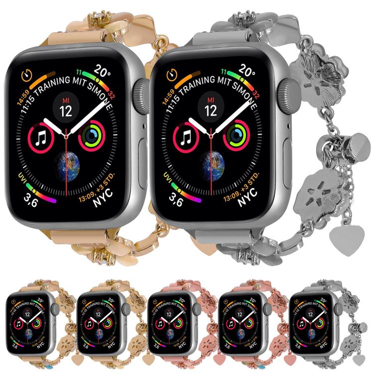 Four Leaf Clover Chain Alloy Watch Band, For Apple Watch 46mm / 49mm / 45mm / 44mm, For Apple Watch 42mm / 41mm / 40mm / 38mm