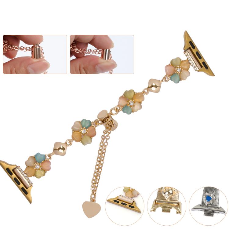 Four Leaf Clover Chain Alloy Watch Band, For Apple Watch 46mm / 49mm / 45mm / 44mm, For Apple Watch 42mm / 41mm / 40mm / 38mm