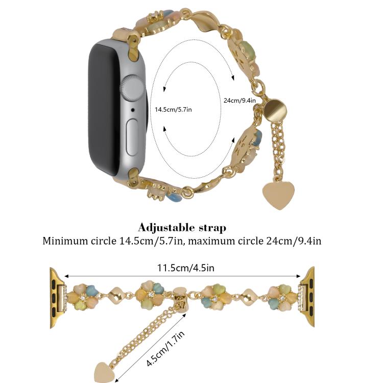 Four Leaf Clover Chain Alloy Watch Band, For Apple Watch 46mm / 49mm / 45mm / 44mm, For Apple Watch 42mm / 41mm / 40mm / 38mm