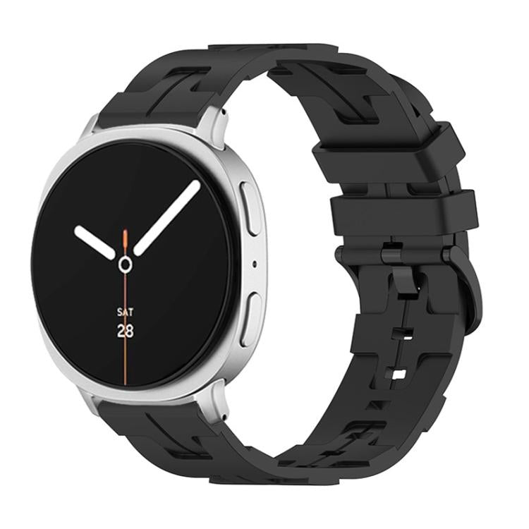 Black Buckle Round Tail Silicone Watch Band, For Samsung Galaxy Watch8 / Watch8 Classic