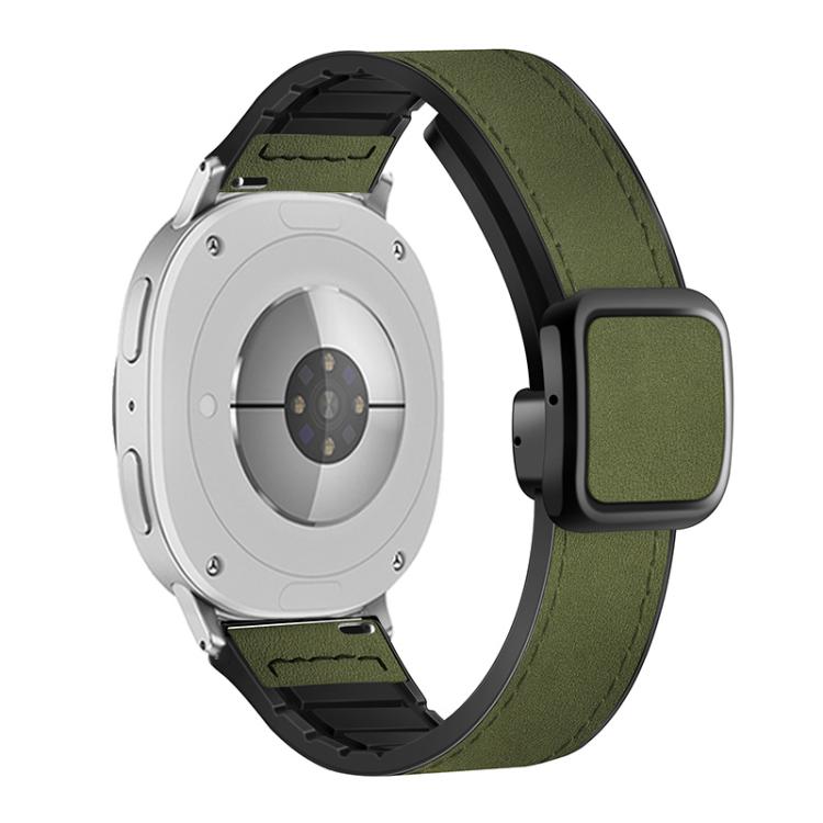 Square Magnetic Buckle Leather Skin Silicone Watch Band, For Samsung Galaxy Watch8 / Watch8 Classic