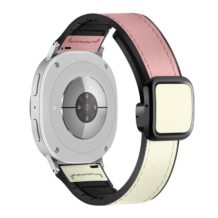 Square Magnetic Buckle Leather Skin Silicone Watch Band, For Samsung Galaxy Watch8 / Watch8 Classic