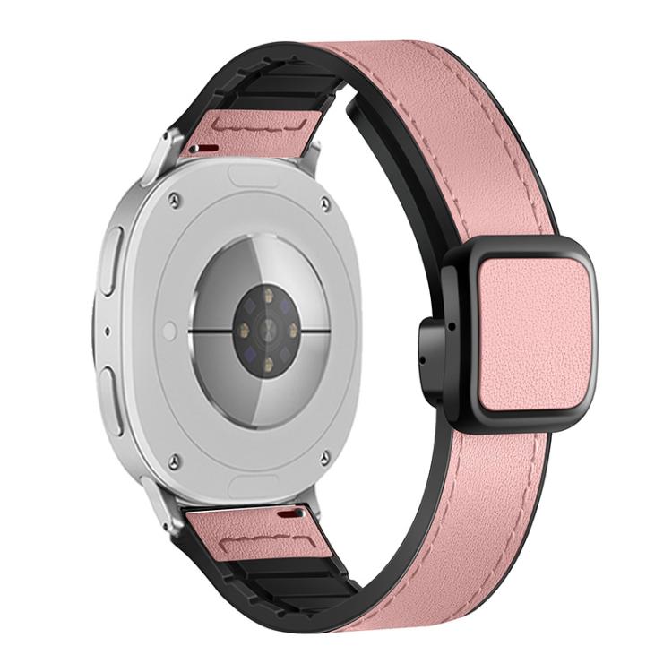 Square Magnetic Buckle Leather Skin Silicone Watch Band, For Samsung Galaxy Watch8 / Watch8 Classic