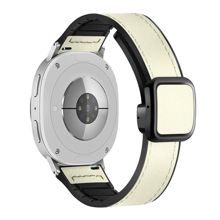 Square Magnetic Buckle Leather Skin Silicone Watch Band, For Samsung Galaxy Watch8 / Watch8 Classic