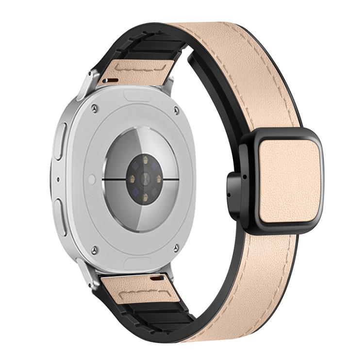 Square Magnetic Buckle Leather Skin Silicone Watch Band, For Samsung Galaxy Watch8 / Watch8 Classic