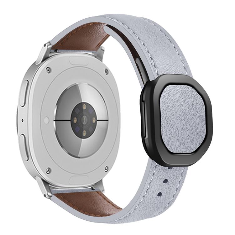 Magnetic Fold Genuine Buckle Leather Watch Band, For Samsung Galaxy Watch8 / Watch8 Classic