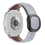 Magnetic Fold Genuine Buckle Leather Watch Band, For Samsung Galaxy Watch8 / Watch8 Classic