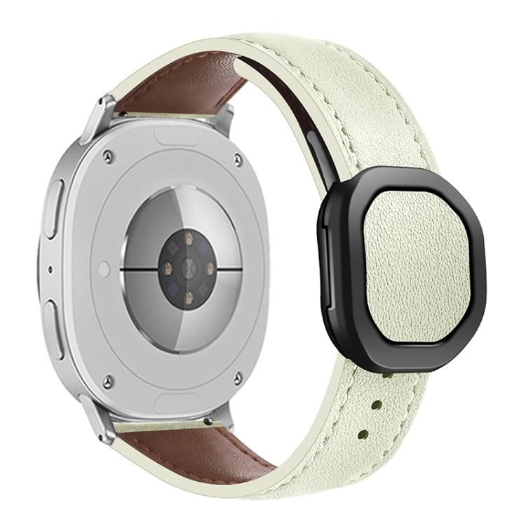 Magnetic Fold Genuine Buckle Leather Watch Band, For Samsung Galaxy Watch8 / Watch8 Classic