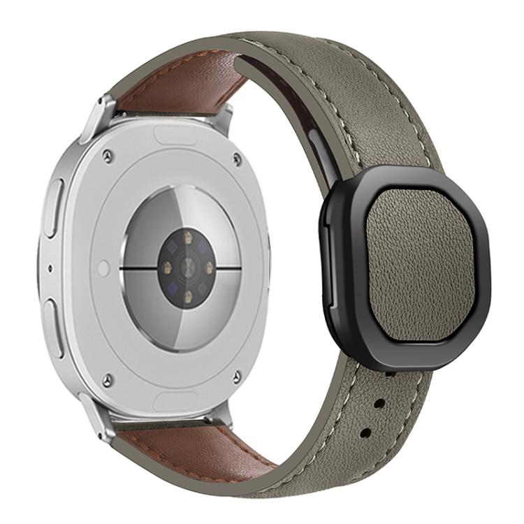 Magnetic Fold Genuine Buckle Leather Watch Band, For Samsung Galaxy Watch8 / Watch8 Classic