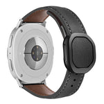 Magnetic Fold Genuine Buckle Leather Watch Band, For Samsung Galaxy Watch8 / Watch8 Classic