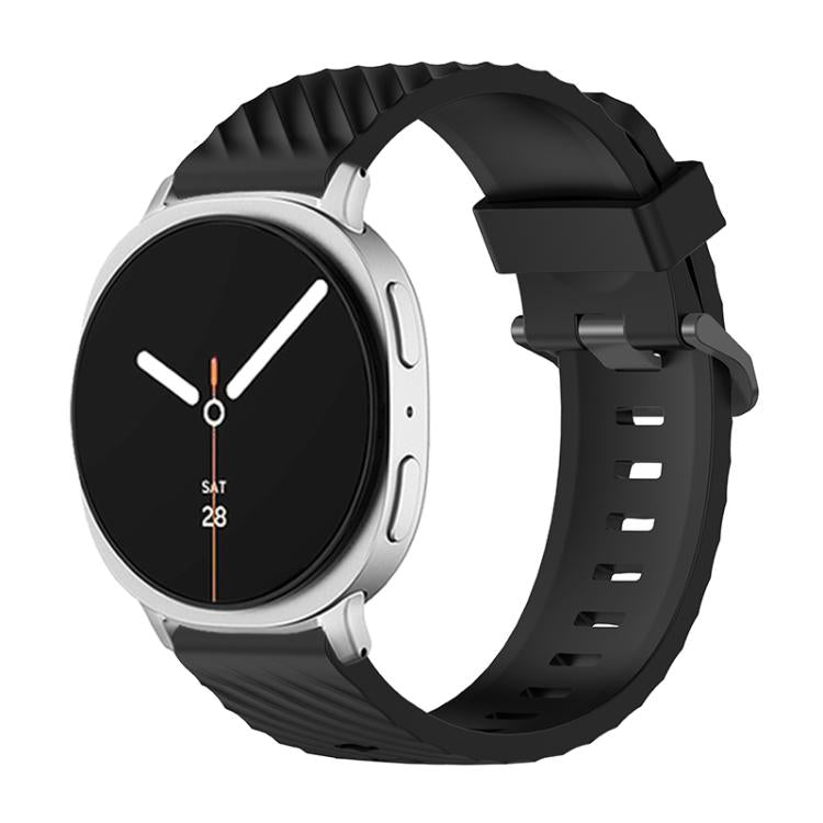 Black Buckle Spruce Silicone Watch Band, For Samsung Galaxy Watch8 / Watch8 Classic