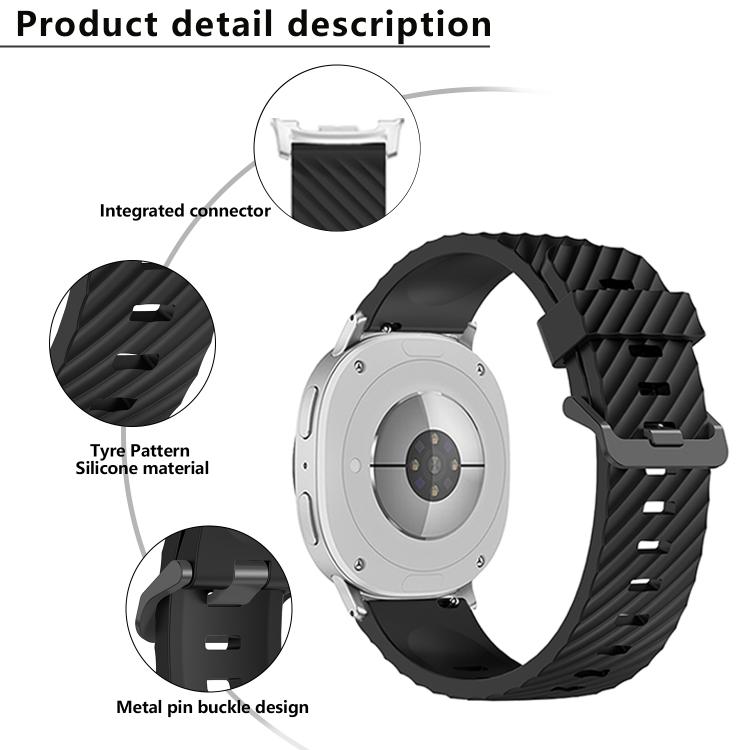 Black Buckle Spruce Silicone Watch Band, For Samsung Galaxy Watch8 / Watch8 Classic