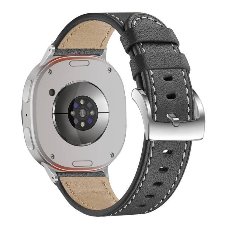 Round Tail Square Buckle Leather Watch Band, For Samsung Galaxy Watch8 / Watch8 Classic