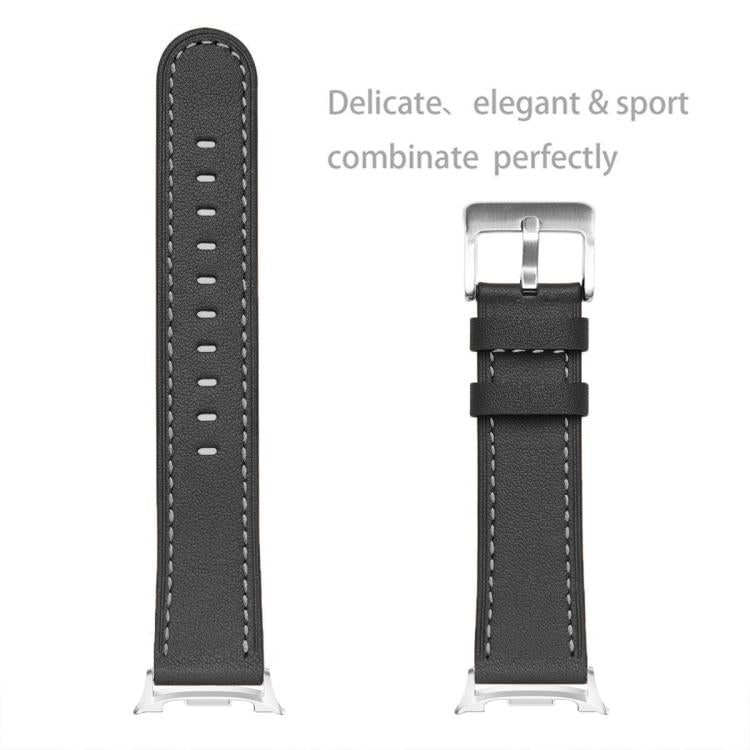 Round Tail Square Buckle Leather Watch Band, For Samsung Galaxy Watch8 / Watch8 Classic