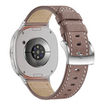 Round Tail Square Buckle Leather Watch Band, For Samsung Galaxy Watch8 / Watch8 Classic