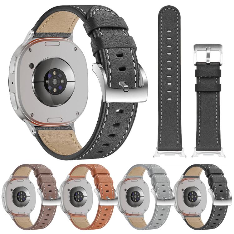 Round Tail Square Buckle Leather Watch Band, For Samsung Galaxy Watch8 / Watch8 Classic