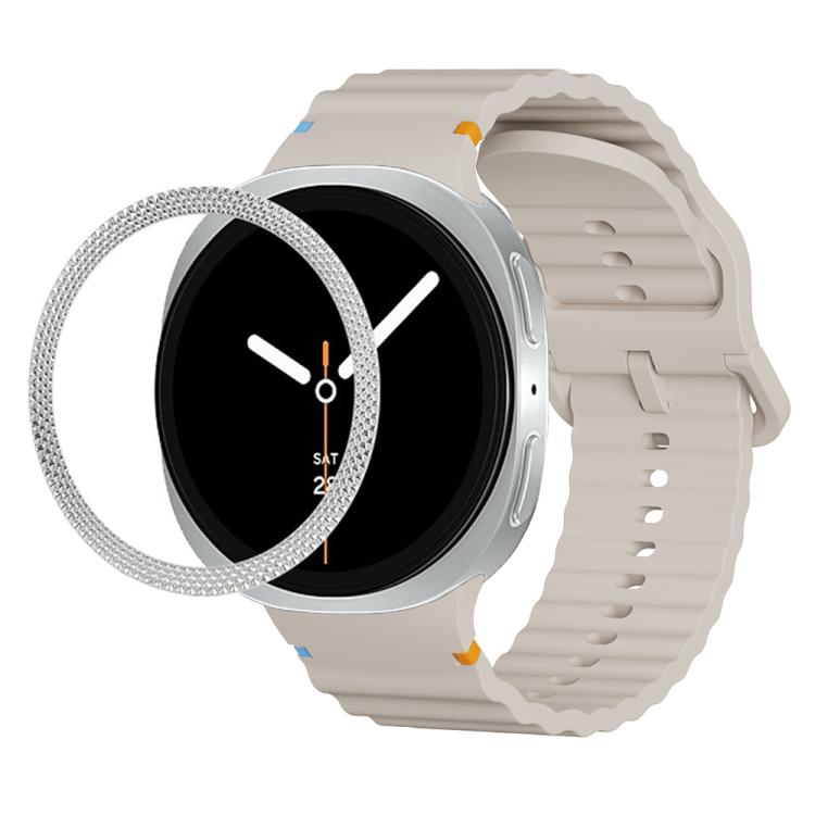 Rhombic Texture Bezel and Wavy Grain Stitched Color Buckle Silicone Watch Band, For Samsung Galaxy Watch8 44mm, For Samsung Galaxy Watch8 40mm