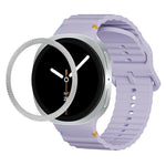 Rhombic Texture Bezel and Wavy Grain Stitched Color Buckle Silicone Watch Band, For Samsung Galaxy Watch8 44mm, For Samsung Galaxy Watch8 40mm