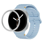 Rhombic Texture Bezel and Wavy Grain Stitched Color Buckle Silicone Watch Band, For Samsung Galaxy Watch8 44mm, For Samsung Galaxy Watch8 40mm