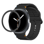 Rhombic Texture Bezel and Wavy Grain Stitched Color Buckle Silicone Watch Band, For Samsung Galaxy Watch8 44mm, For Samsung Galaxy Watch8 40mm