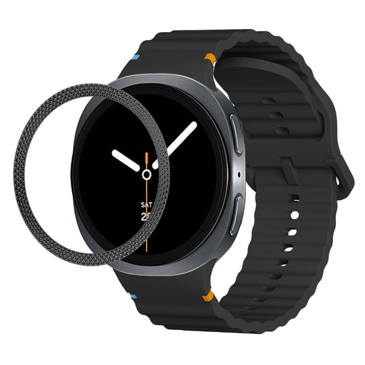 Rhombic Texture Bezel and Wavy Grain Stitched Color Buckle Silicone Watch Band, For Samsung Galaxy Watch8 44mm, For Samsung Galaxy Watch8 40mm