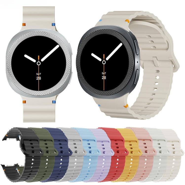 Rhombic Texture Bezel and Wavy Grain Stitched Color Buckle Silicone Watch Band, For Samsung Galaxy Watch8 44mm, For Samsung Galaxy Watch8 40mm