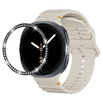 Diamond Bezel and Wavy Grain Stitched Color Buckle Silicone Watch Band, For Samsung Galaxy Watch8 44mm, For Samsung Galaxy Watch8 40mm