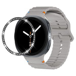 Diamond Bezel and Wavy Grain Stitched Color Buckle Silicone Watch Band, For Samsung Galaxy Watch8 44mm, For Samsung Galaxy Watch8 40mm