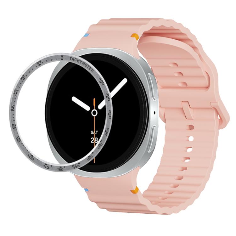 Speed Bezel and Wavy Grain Stitched Color Buckle Silicone Watch Band, For Samsung Galaxy Watch8 44mm, For Samsung Galaxy Watch8 40mm