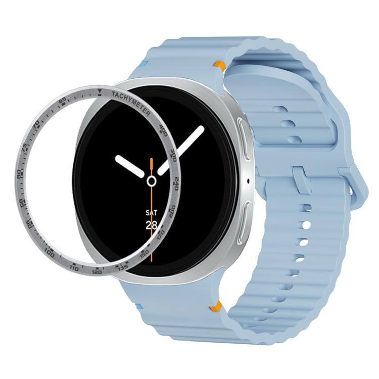 Speed Bezel and Wavy Grain Stitched Color Buckle Silicone Watch Band, For Samsung Galaxy Watch8 44mm, For Samsung Galaxy Watch8 40mm