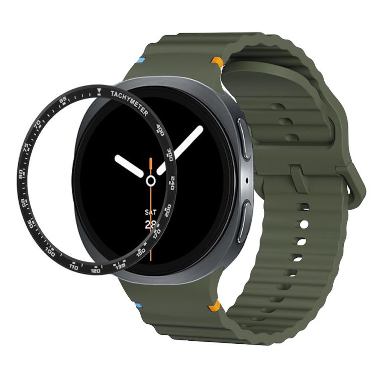 Speed Bezel and Wavy Grain Stitched Color Buckle Silicone Watch Band, For Samsung Galaxy Watch8 44mm, For Samsung Galaxy Watch8 40mm